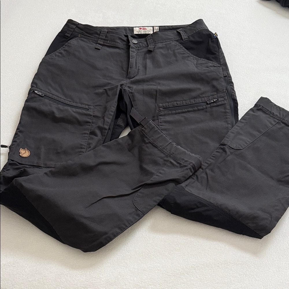 Fjallraven Women Gray and  Black Cargo Hiking  Pants US29